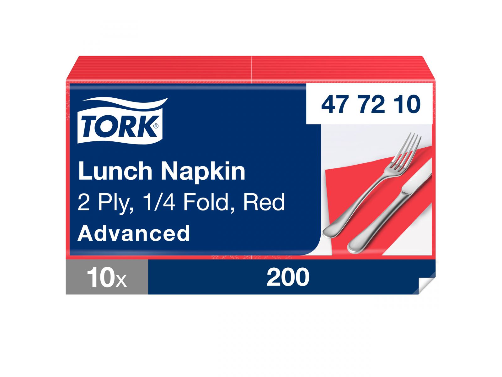 Serwetki Tork 33x33 477210 Czerwone Karton 2000 serwetek (10 x 200) Składana 1/4